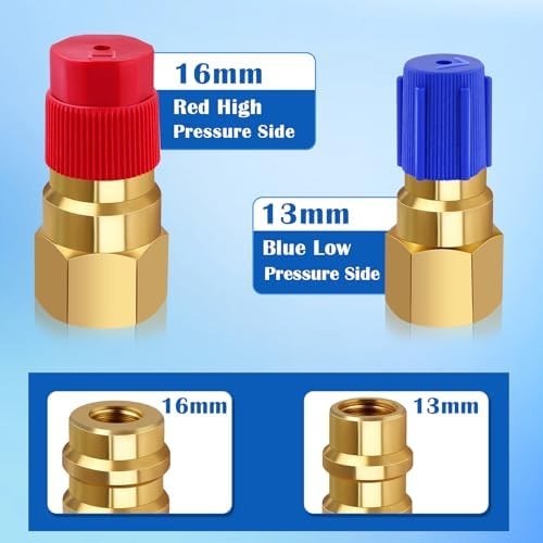 R12 to R134a Adapter, High & Low Pressure R12 to R134a Conversion Kit, Brass R12