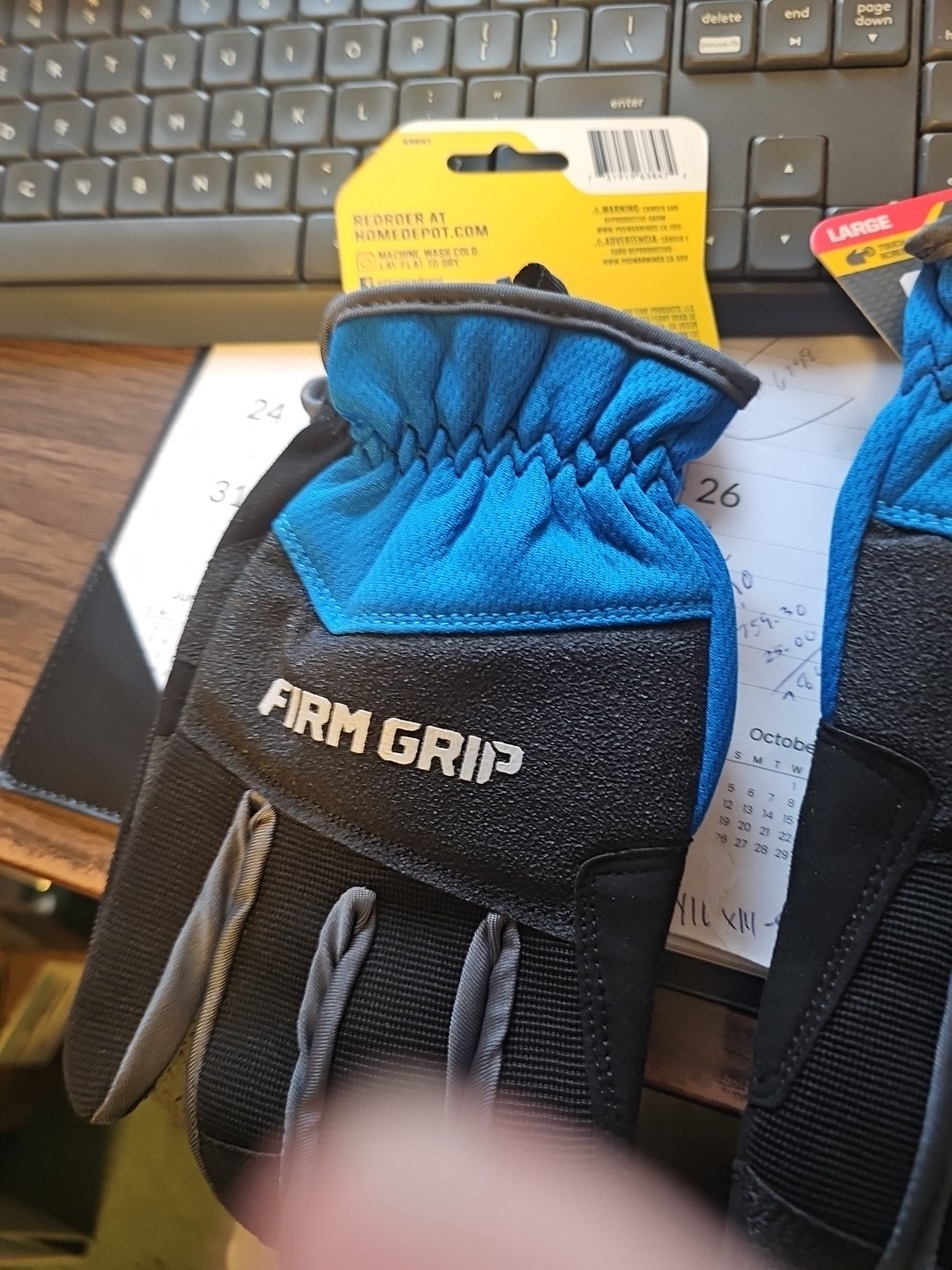 Firm Grip Workmaster Work Gloves, Large, Touch Screen, Quick Fit,