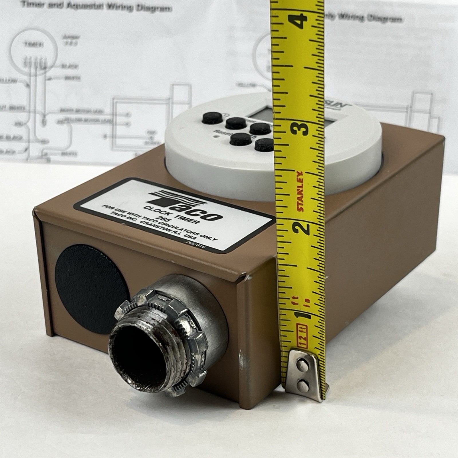 Taco 265-3 Digital Timer-w/ 1/2” Adapters-New w/ Instructions in Ripped Box