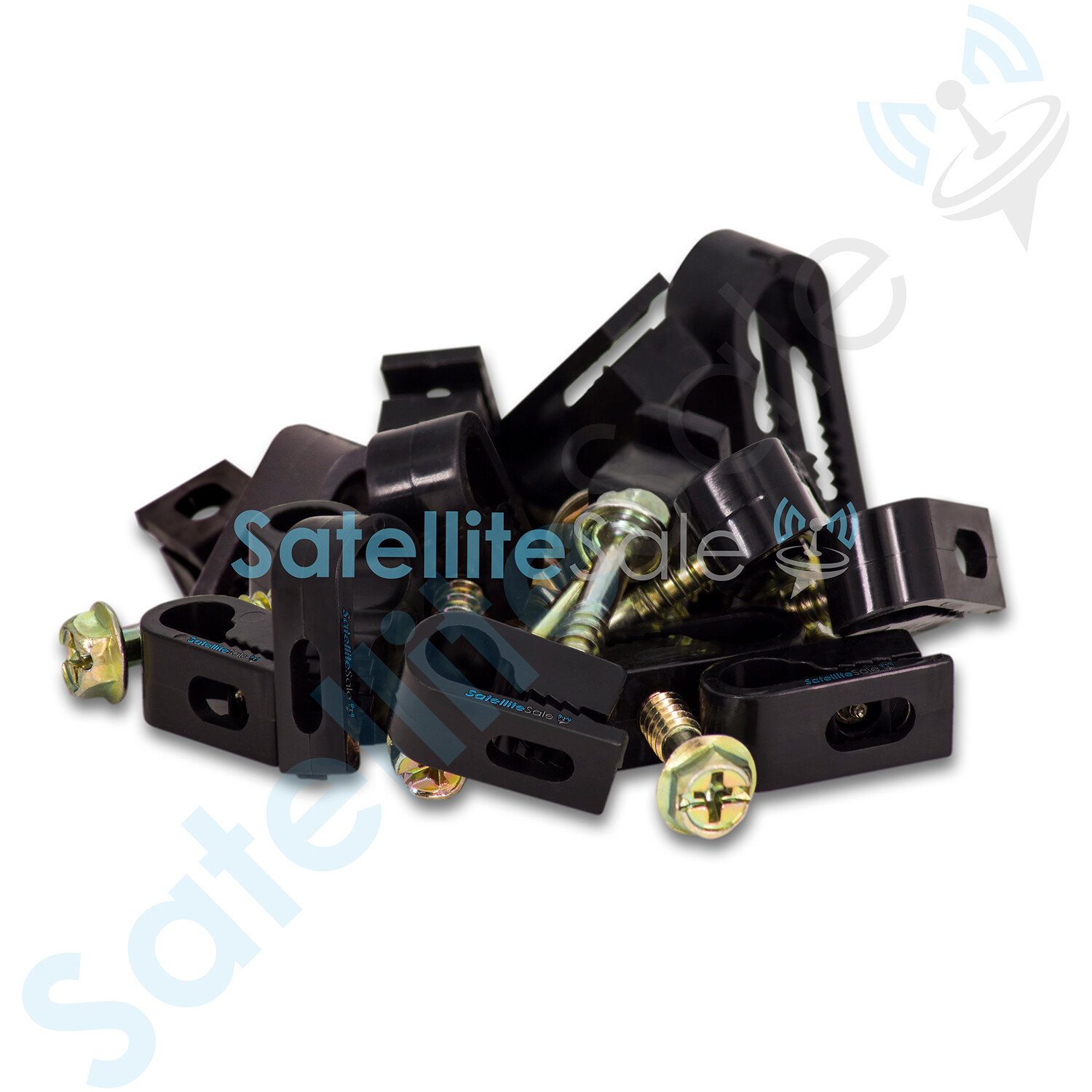 SatelliteSale Black RG6 Single Cable Grip Mounting Screw Clips 100 CT