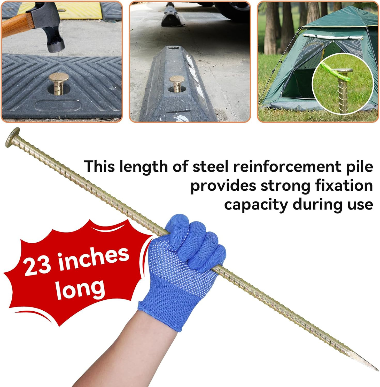 23-Inch Long Rebar Stakes – 1/2 Inch Diameter Heavy Duty Galvanized Steel Ground