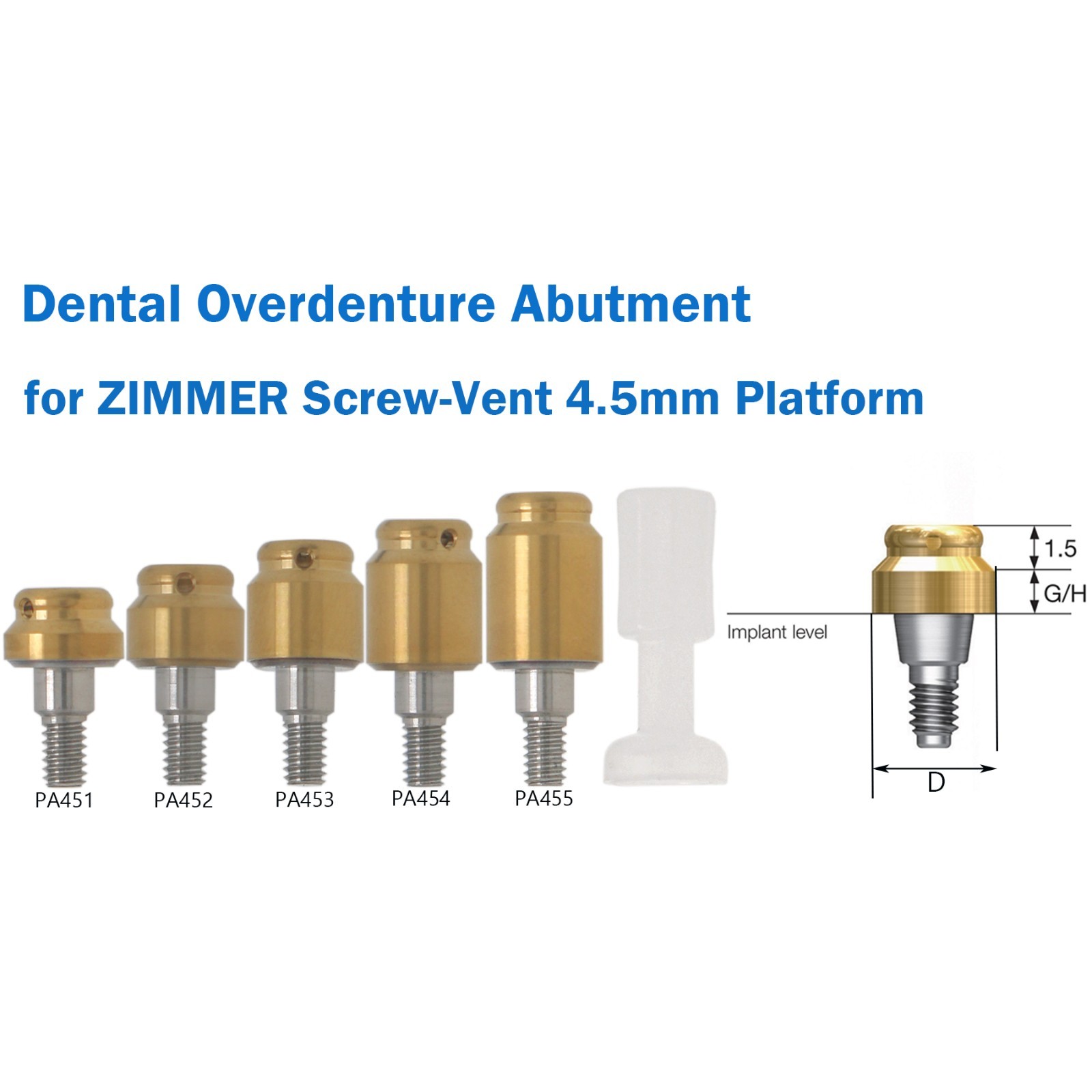 Locator Abutment 1–5mm for Zimmer TSV 3.5/4.5 Compatible MIS Adin Male Caps Tool