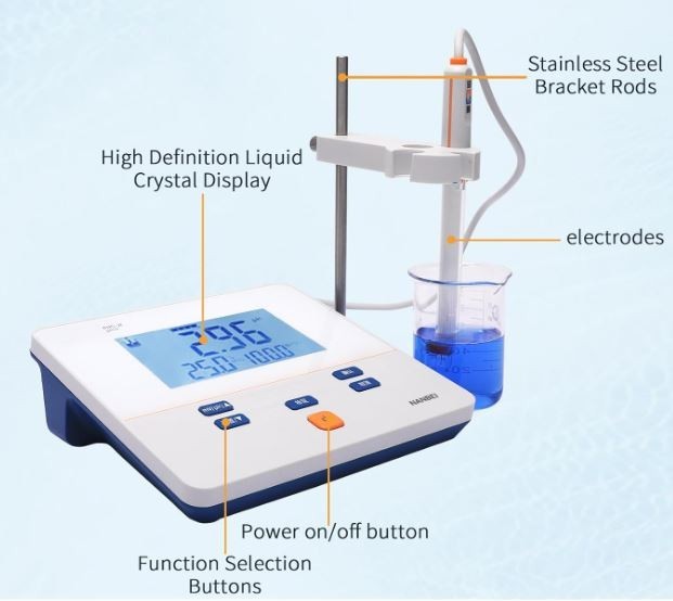 Benchtop pH Meter Kit w/ Electrode, 1-2Points Auto Calibration, 0.01 pH Accuracy