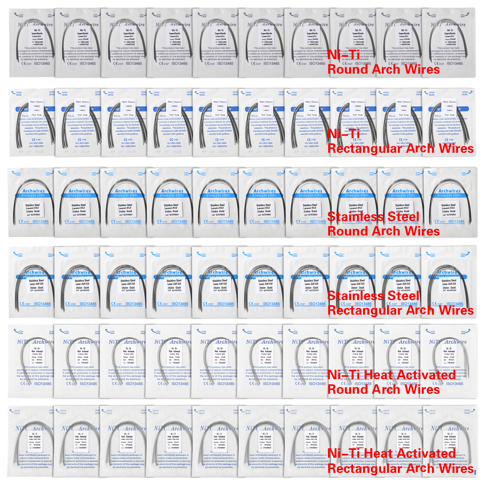 Orthodontic Arch Wire Heat Activated /Niti/Stainless Steel Ovoid/Natural form