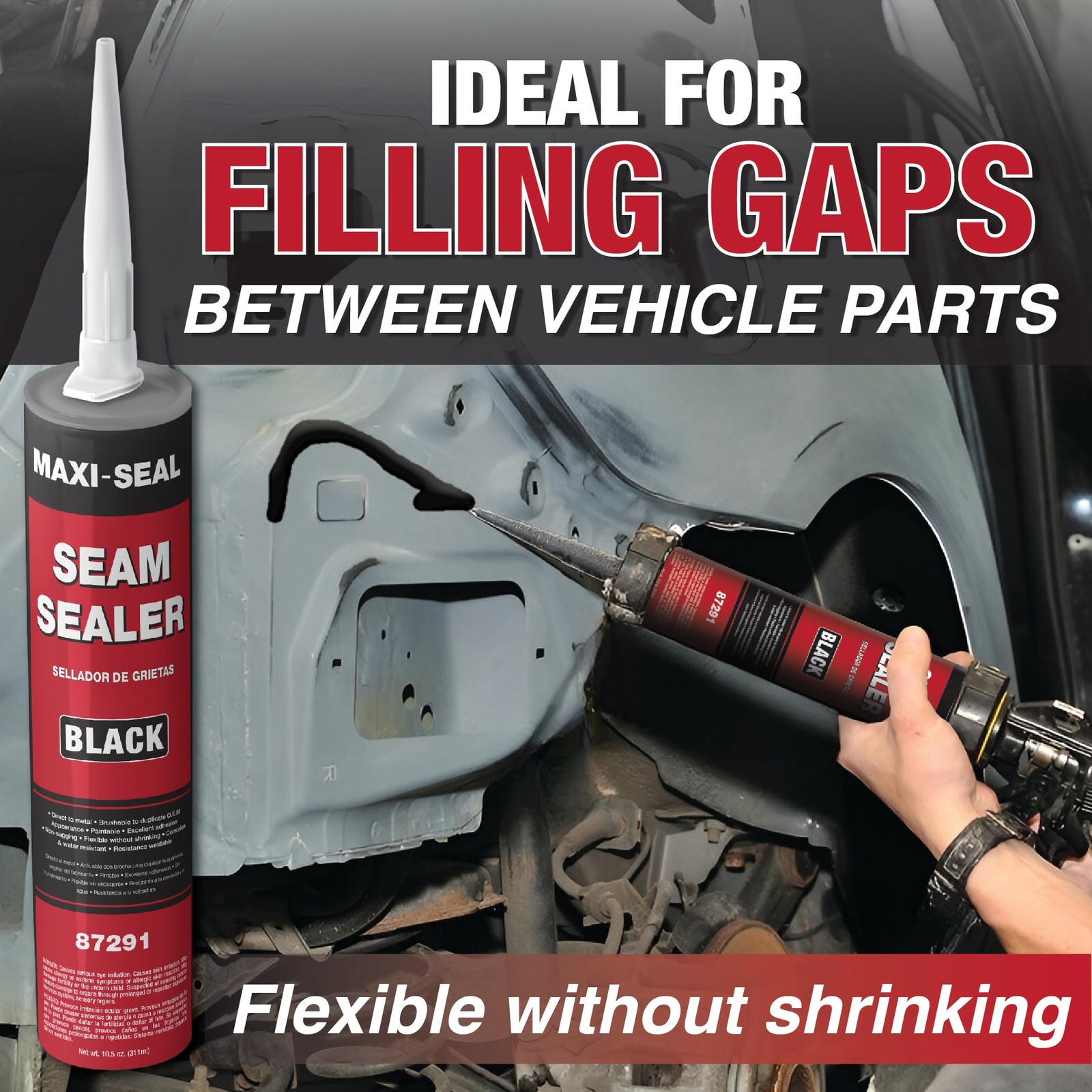 Maxi-Seal Black Polyurethane Seam Sealer (6-Pack, 10.5oz Tube) Durable &
