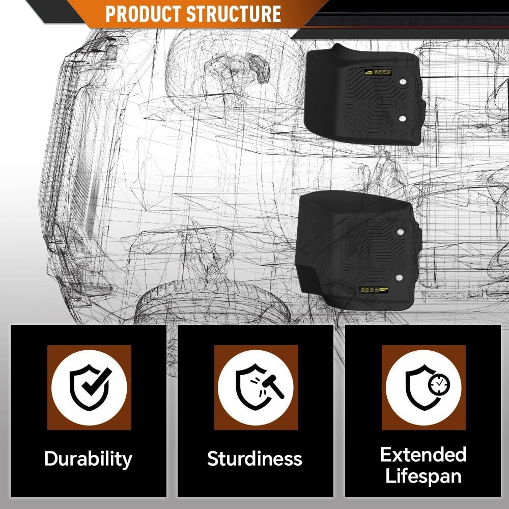 TPE Floor Mats Liners 2PCS for Dodge Ram 1500 1994-2001 2500 3500 1994-2002 Blac