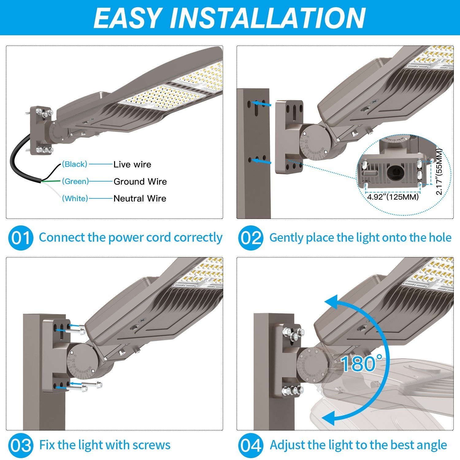 450W 67500LM LED Parking Lot Light IP65 Outdoor Street Floodlights Dusk to Dawn
