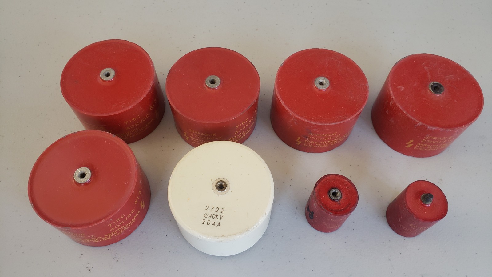 Lot of 6 Sprague 715C 2700pF 40KVDC Doorknob Capacitors, +3 Doorknob Sprague