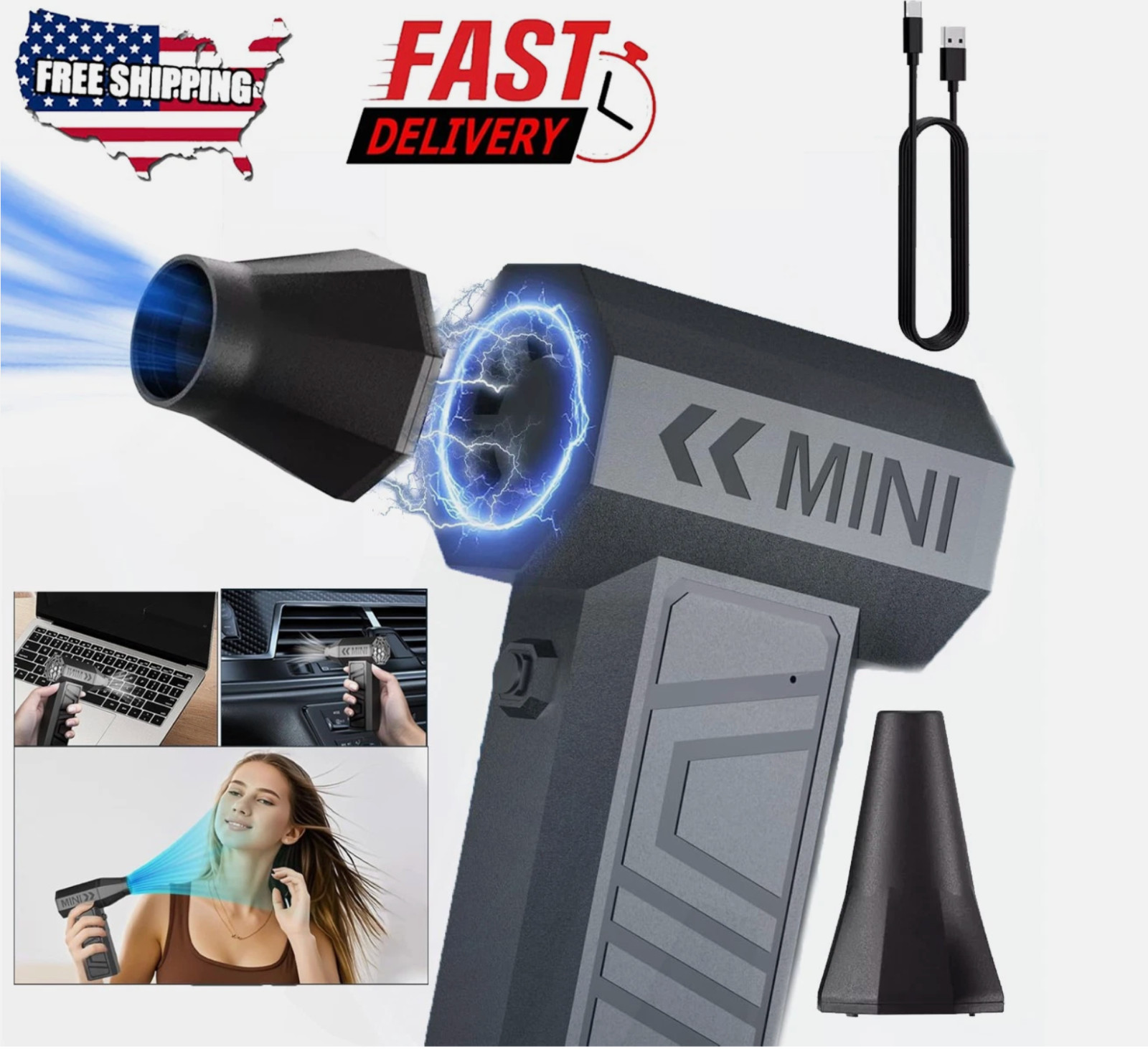 130000RPM Turbo Jet Blower Powerful Air Duster Brushless Fan Cleaner Tool