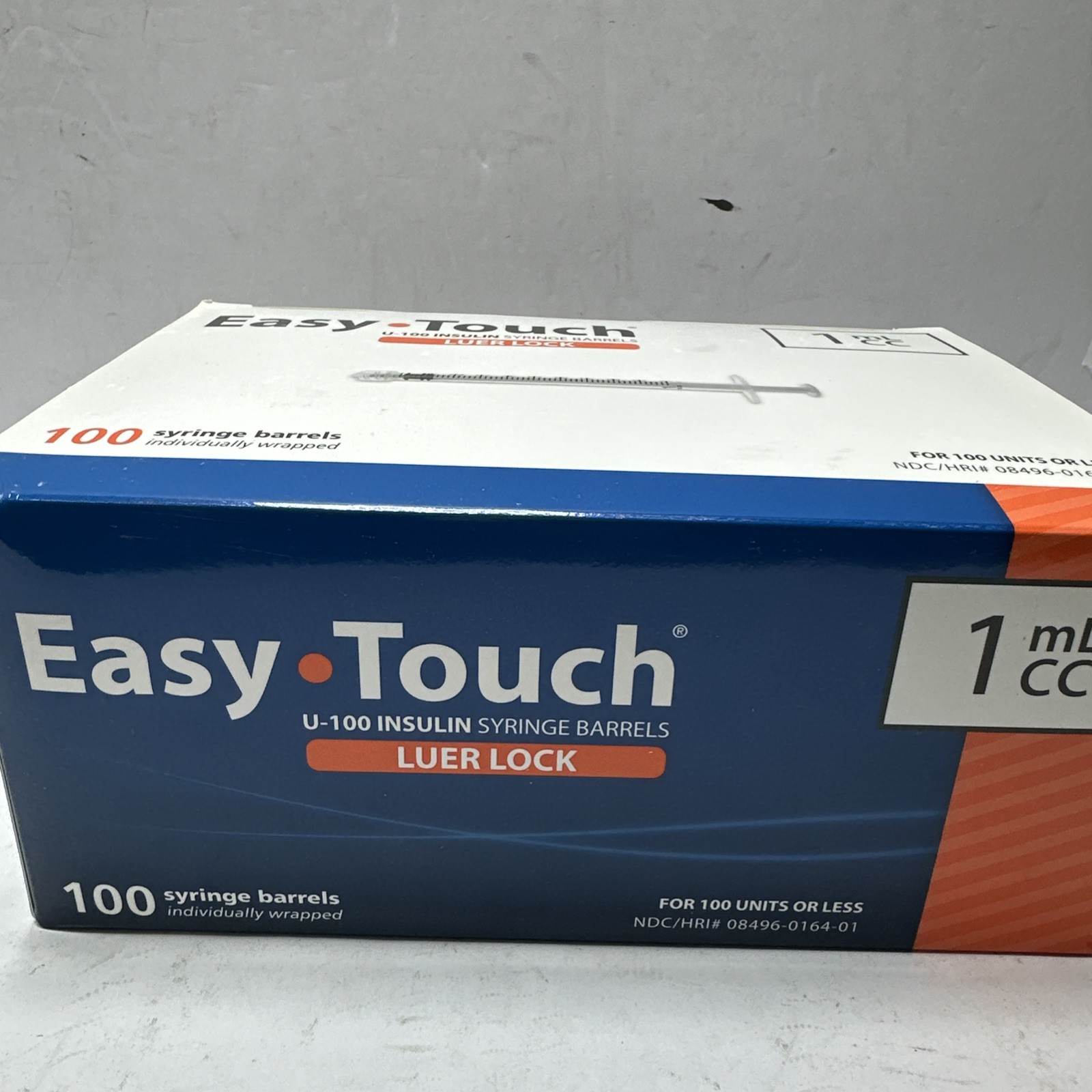 EasyTouch Luer-Lock Syringe Barrel, 1ML Syringe, Pack of 100 1 cc/ml NO NEEDLE