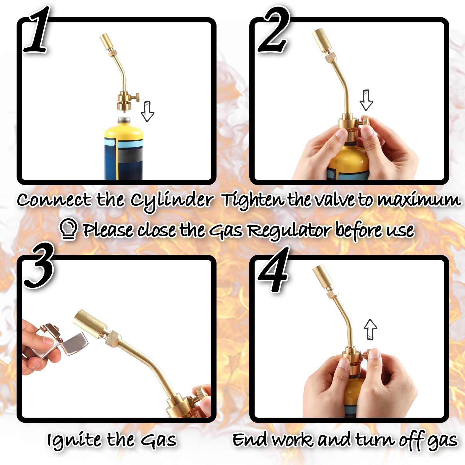 Propane Torch Head Full Metal Brass Propane Gas Welding Torch Soldering