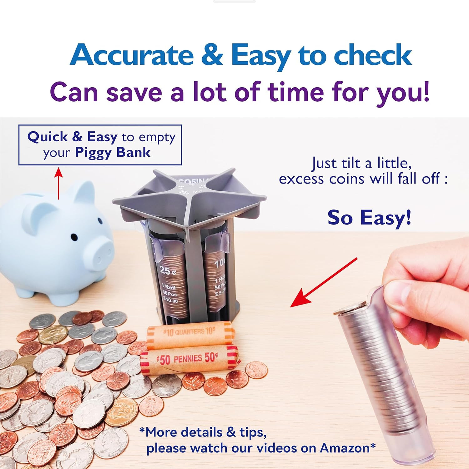Change Sorter Tube as Coin Counter Machine with Coin Wrappers, Coin Sorter Chang