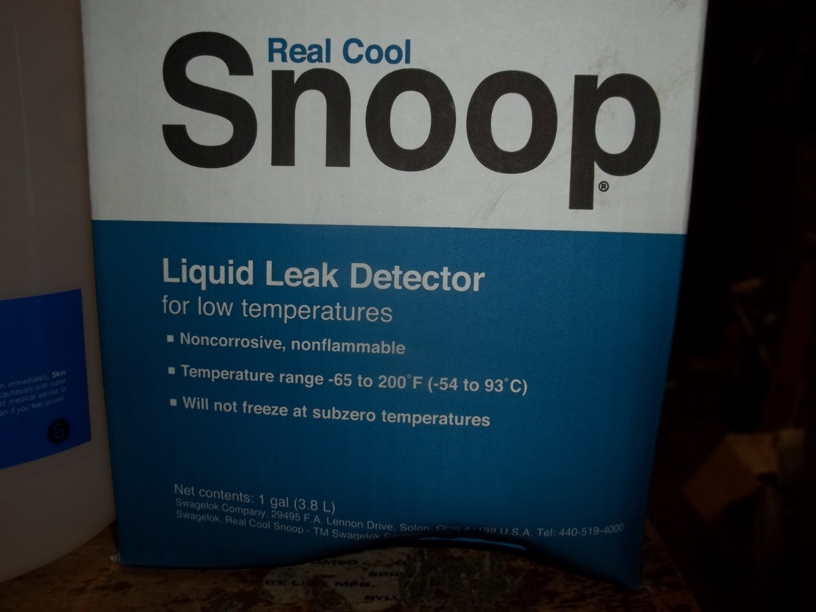 SWAGELOK REAL COOL SNOOP MS-RC-SNOOP-GAL 1GAL LIQUID LEAK DETECTOR 3.8L (LL13)
