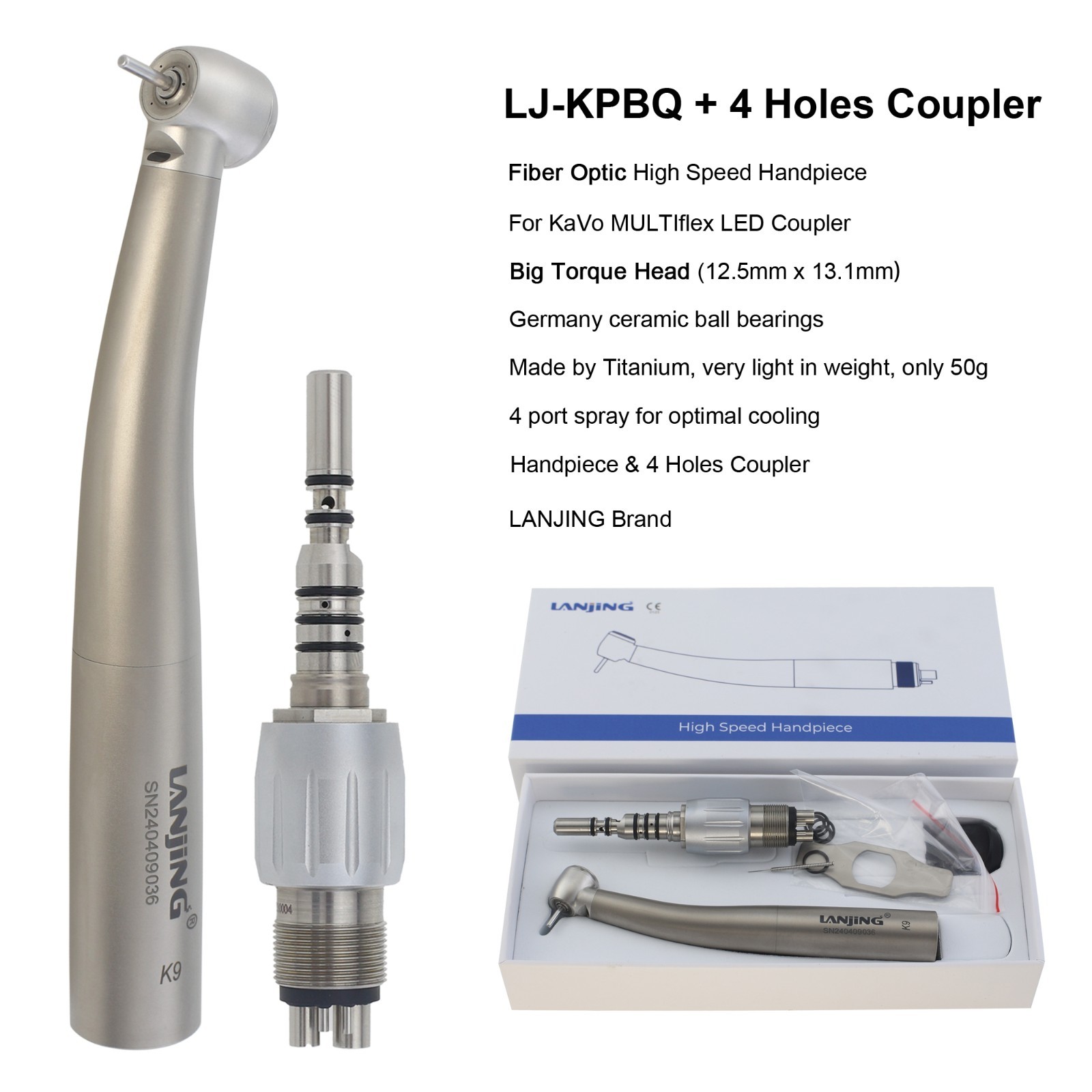 Dental High Speed Fiber Optic Turbine Handpiece KaVo MULTIflex Coupler 4 6 Hole