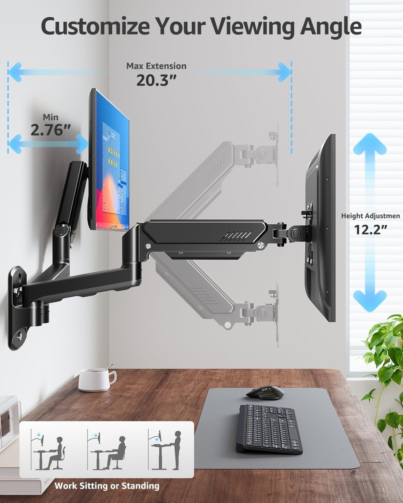MOUNTUP Dual Monitor Wall Mount for 2 Max 32 Inch Computer Screen, Fully Adju…