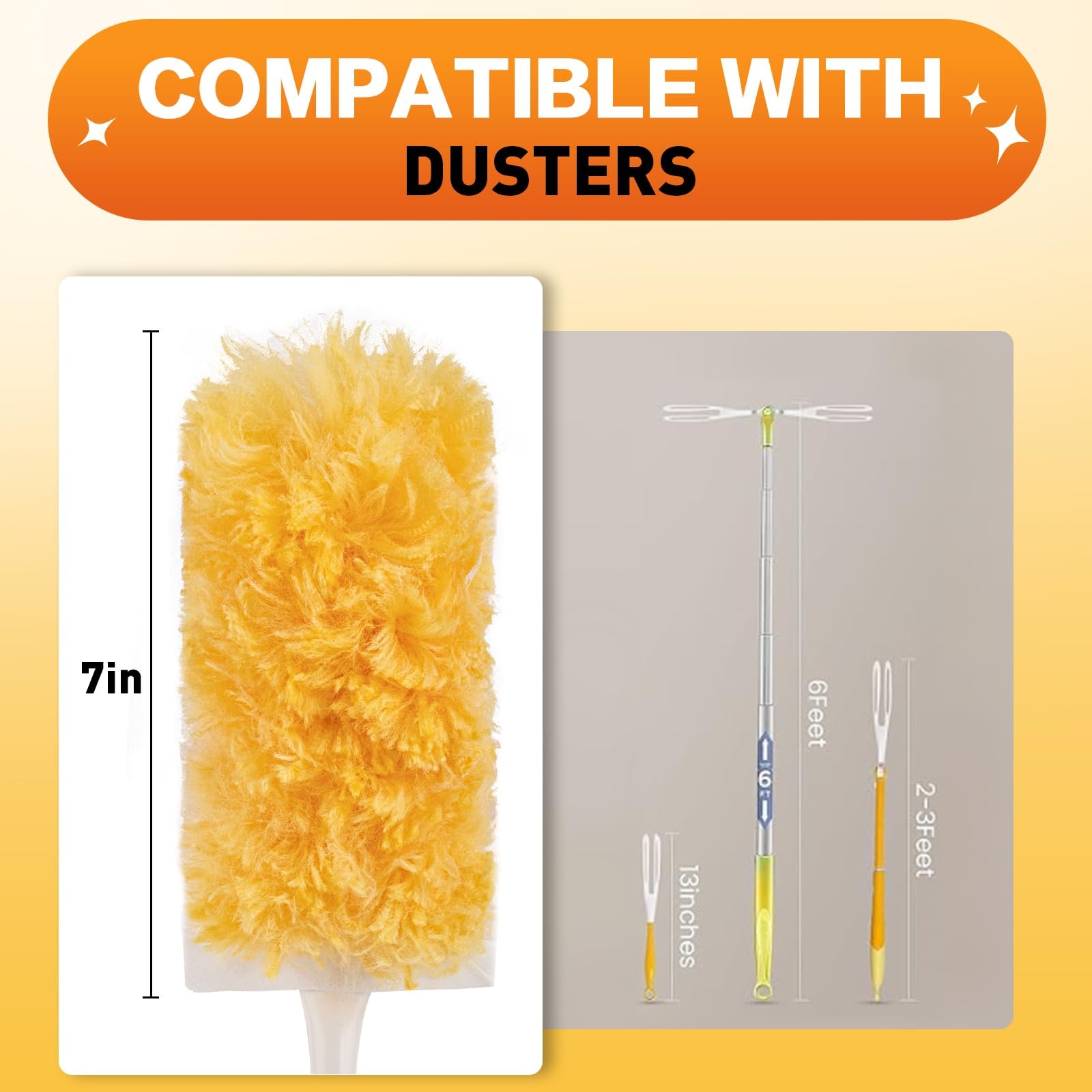 Heavy Duty Duster Refills, Disposable Dusters Kit for 60PCS+2Handle, Yellow