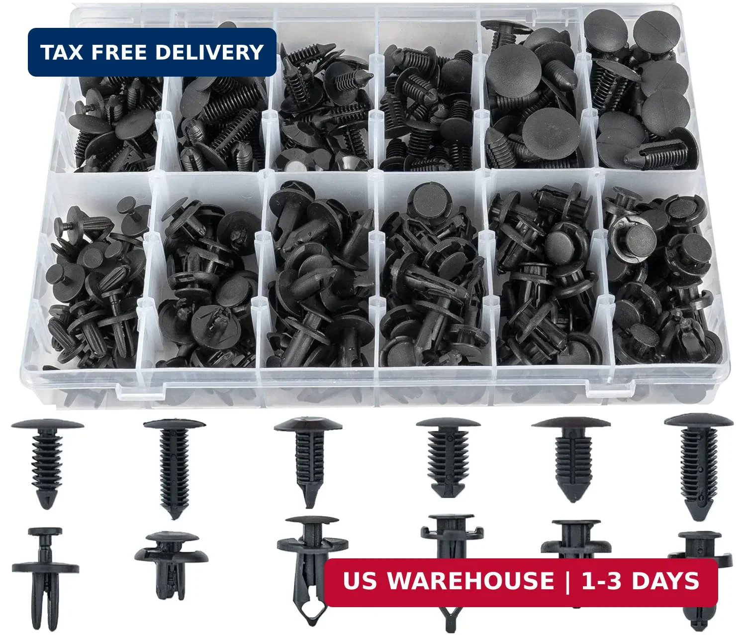 Sunplustrade 240 Pcs Bumper Clips Car Clips Plastic Rivets Fasteners Push Retain