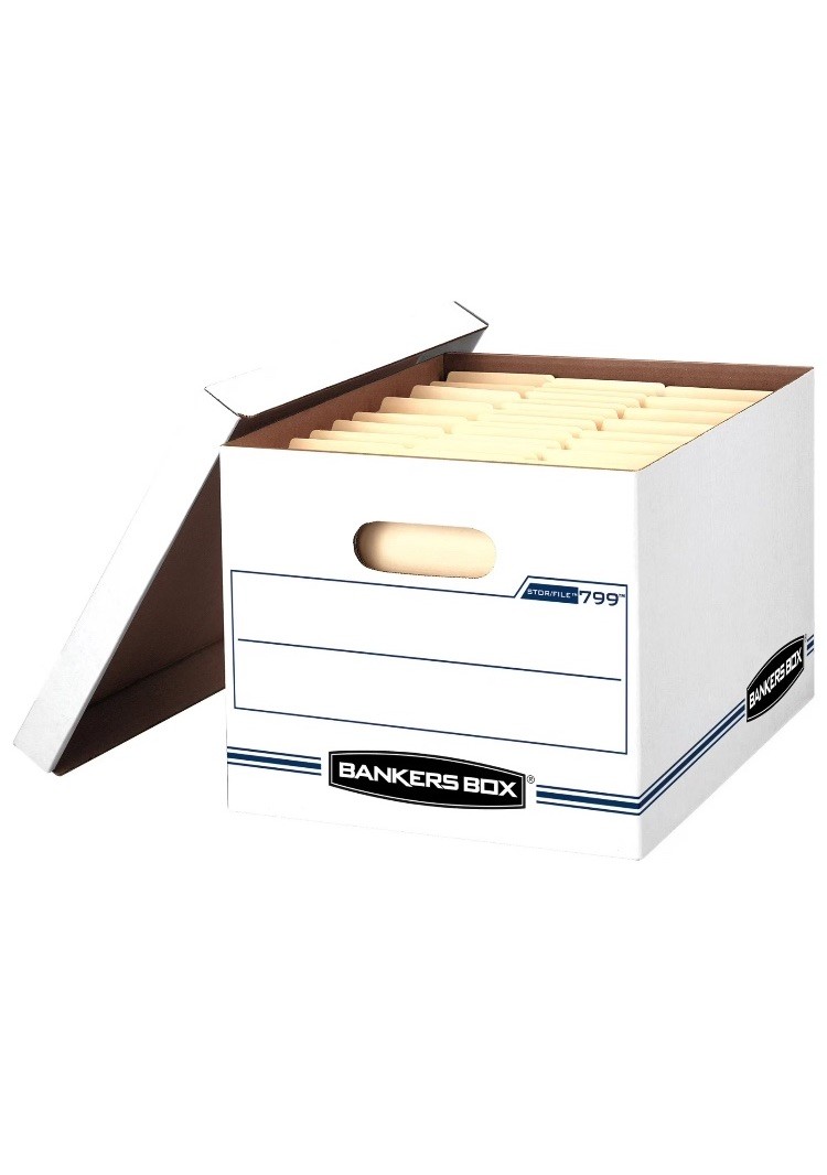Bankers Box Basic Duty Letter/Legal File Storage Box with Lids, 10 Pack, White