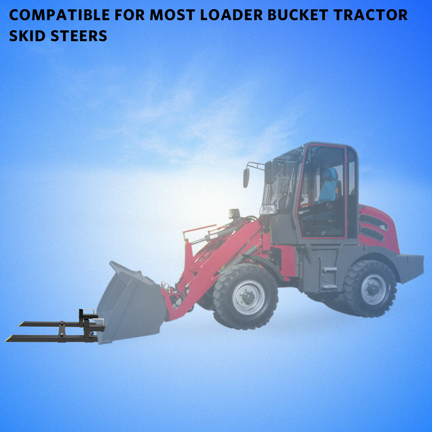 4000lbs 43″ Tractor Pallet Forks Skid Steer Loader Bucket Clamp Forks 1500lb 30″