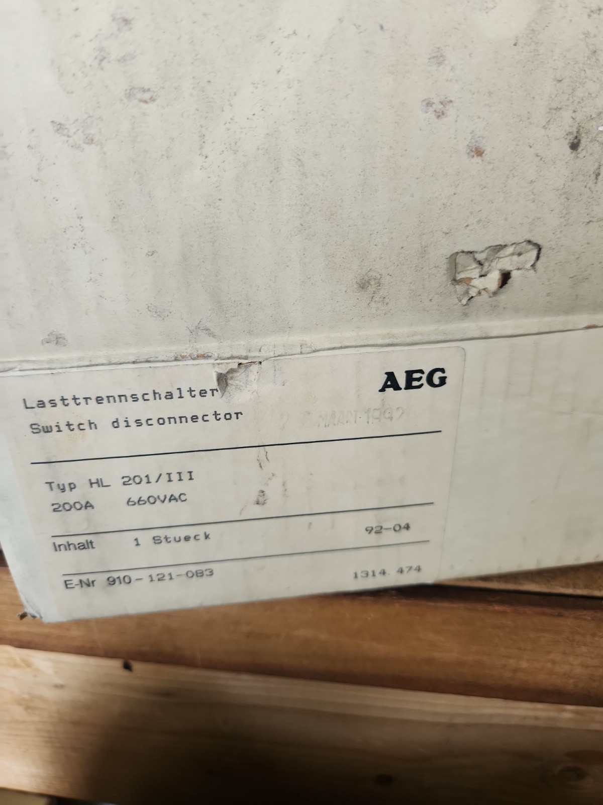AEG HL201/IV 910-121-093 690VAC 250A