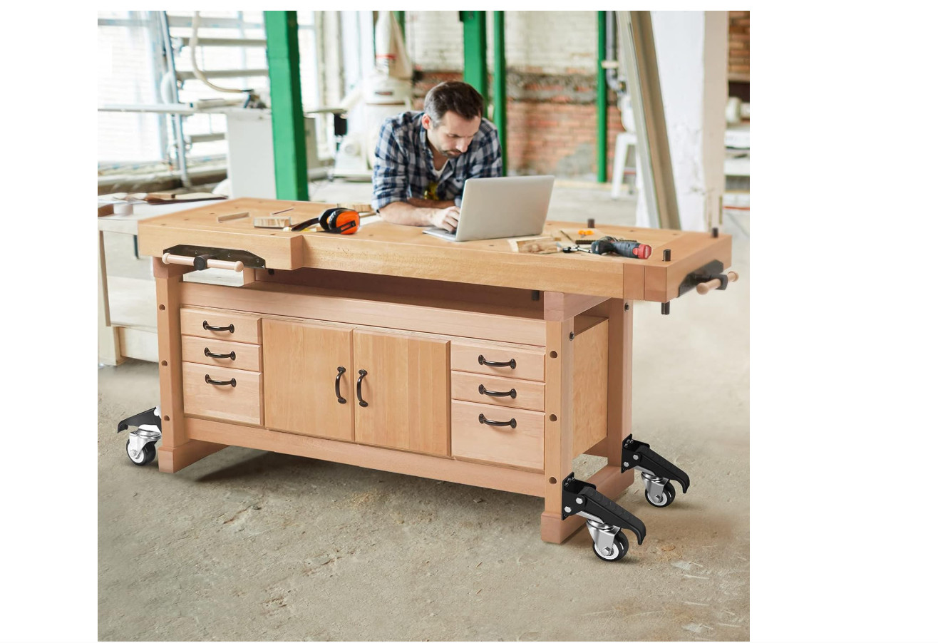 4 PACK Workbench Casters Kit 880Lbs Capacity EXTRA Heavy Duty Retractable Wheels