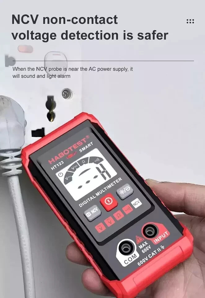 HABOTEST HT123 Digital Multimeter Smart Voltmeter Ohmmeter AC DC Meter Tester US