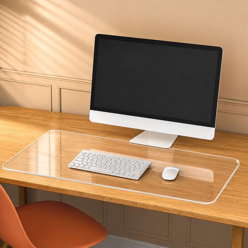 Transparent Desk Pad, 22in x 29in, PVC, Non-Slip, Heat Resistant & Waterproof