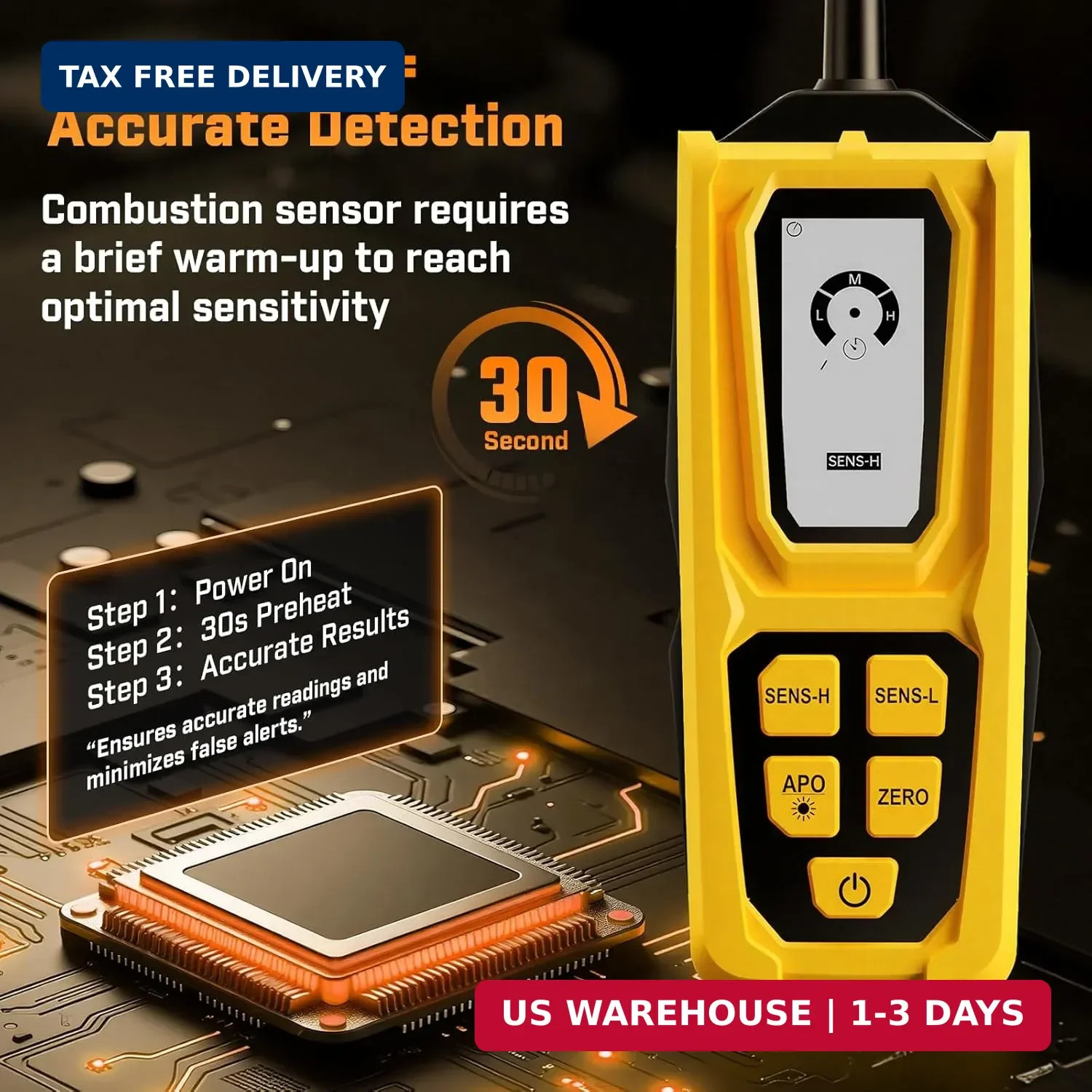 Natural Gas Leak Inspection Tool – Handheld Combustible Gas Sniffer with 11-Inch