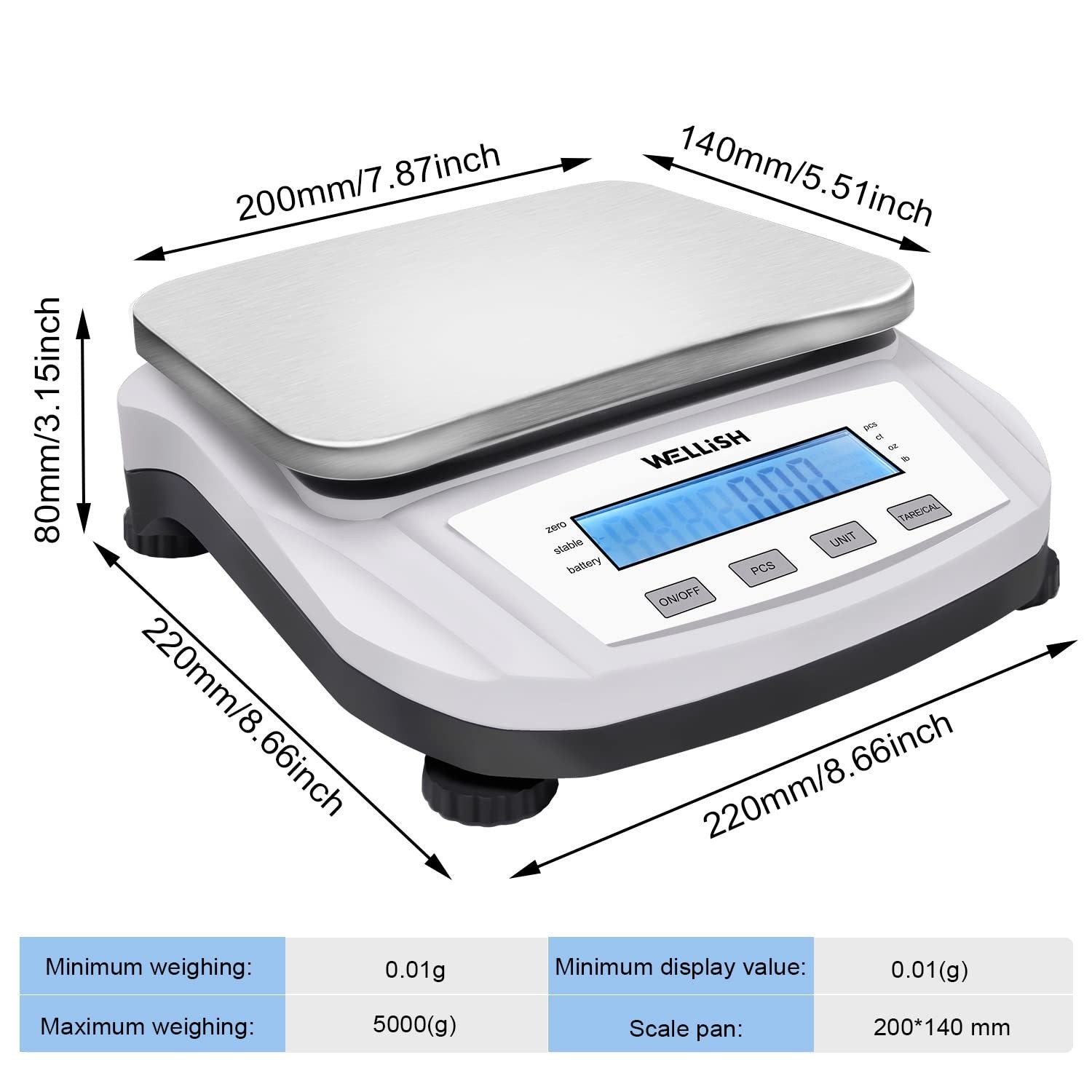 Lab Scale 5000g/0.01g High Precision Digital Scale Analytical Balance Electronic