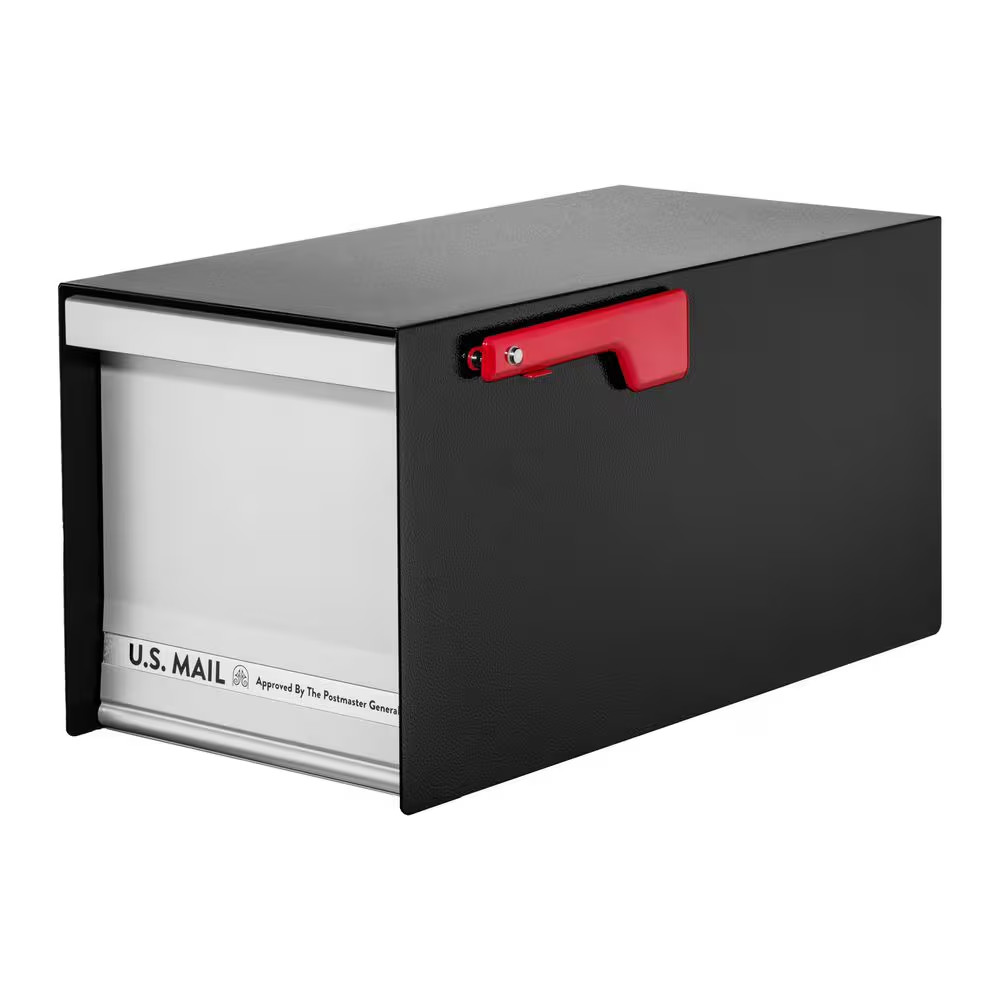 Mailmax Textured Black & Silver, Large, Galvanized Steel & Aluminum, Post-Mount