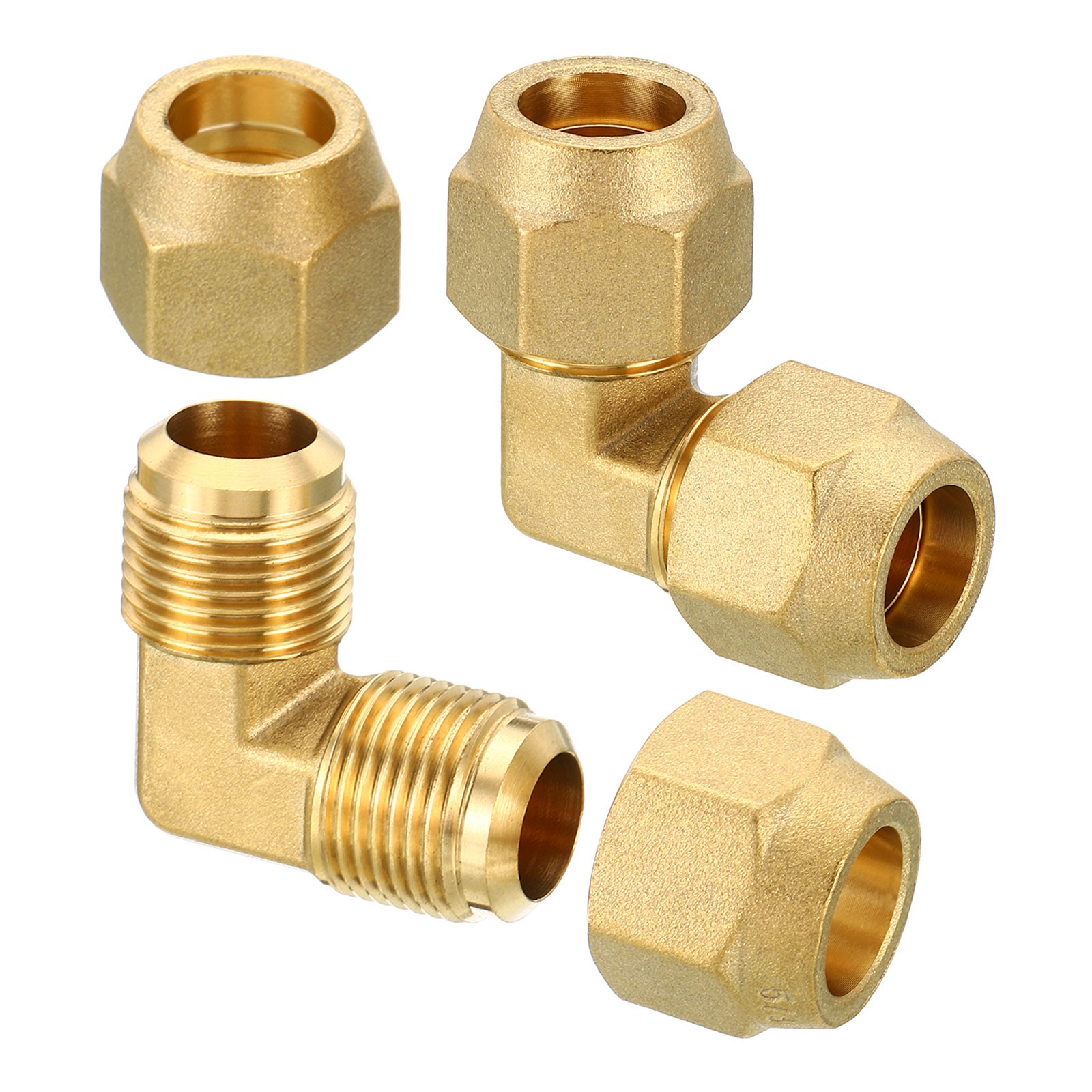 2Pcs 5/8″x5/8″ Brass Fitting Flare 90 Degree Elbow Tube Fitting with Nut