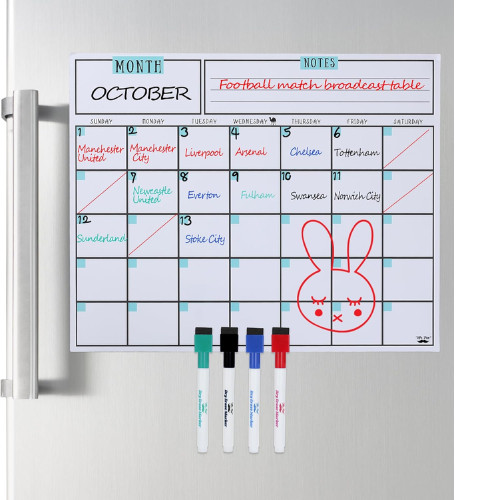 Dry Erase Calendar for Fridge, Magnetic, 14.7 x 11.8, Magnetic Calendar with 4 D