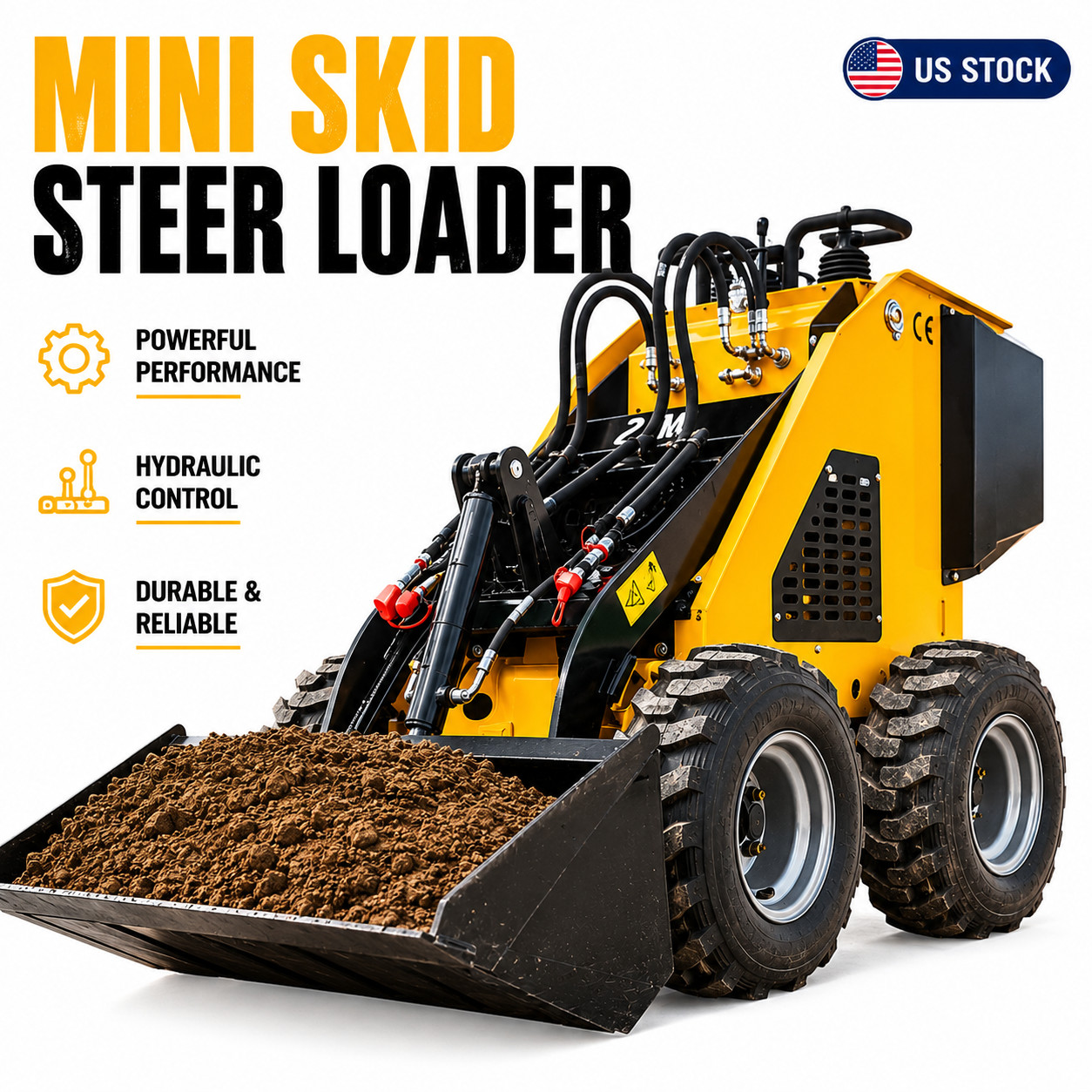 Free Shipping 320kg Wheel Mini Skid Steer Loader Stand On 13.5HP b&s Engine