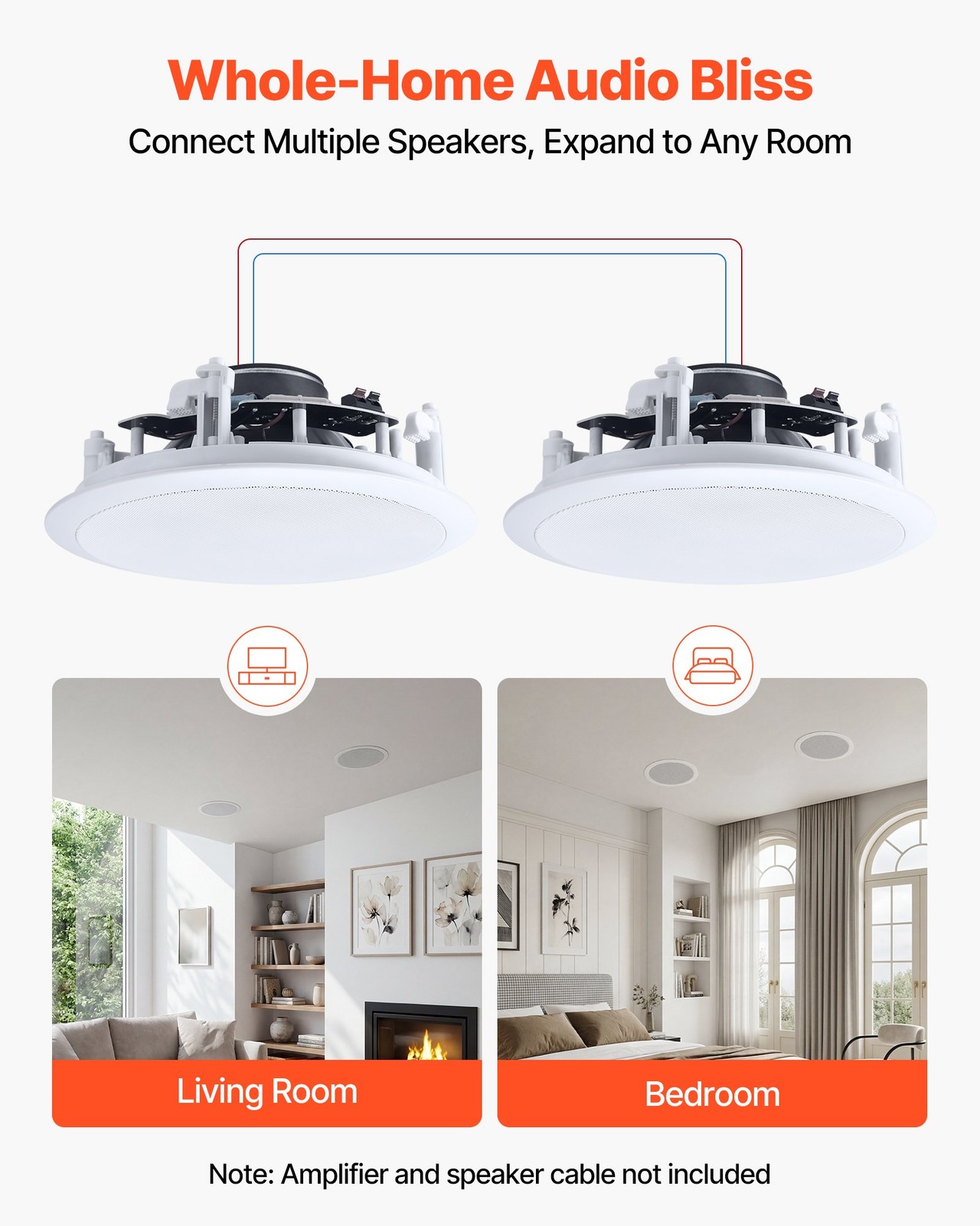 In Ceiling Speakers, 8″, In-Ceiling & In-Wall Speaker System, Hi-Fi Sound, 150W