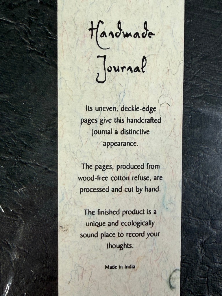Handmade Blank Journal Deckle-Edge Cotton Pages / Black Hardback Made in India