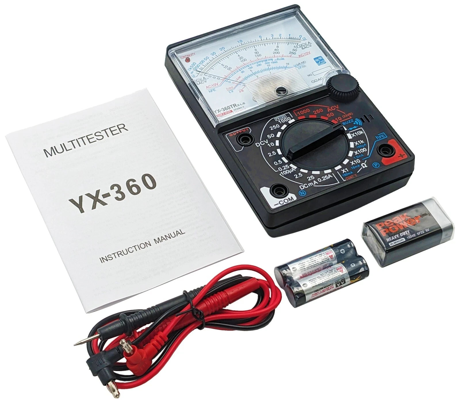 Analog Multimeter w/ Continuity Buzzer, DC & AC Voltage, DC Current, Resistance