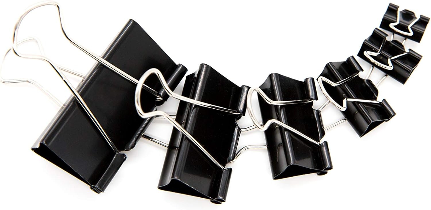 DSTELIN Binder Clips 100 Pcs 6 Sizes X Large to Micro Black