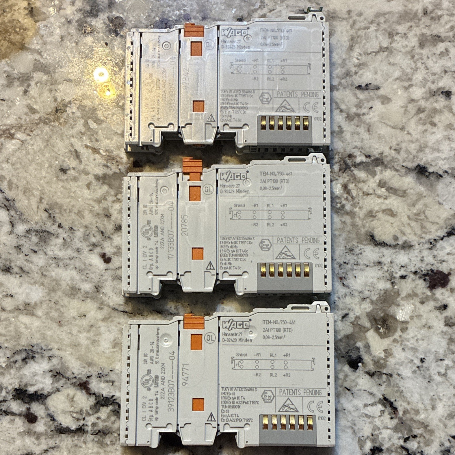 (3) WAGO 750-461 I/O System 750 Series 2AI Analog Input PLC Input Module