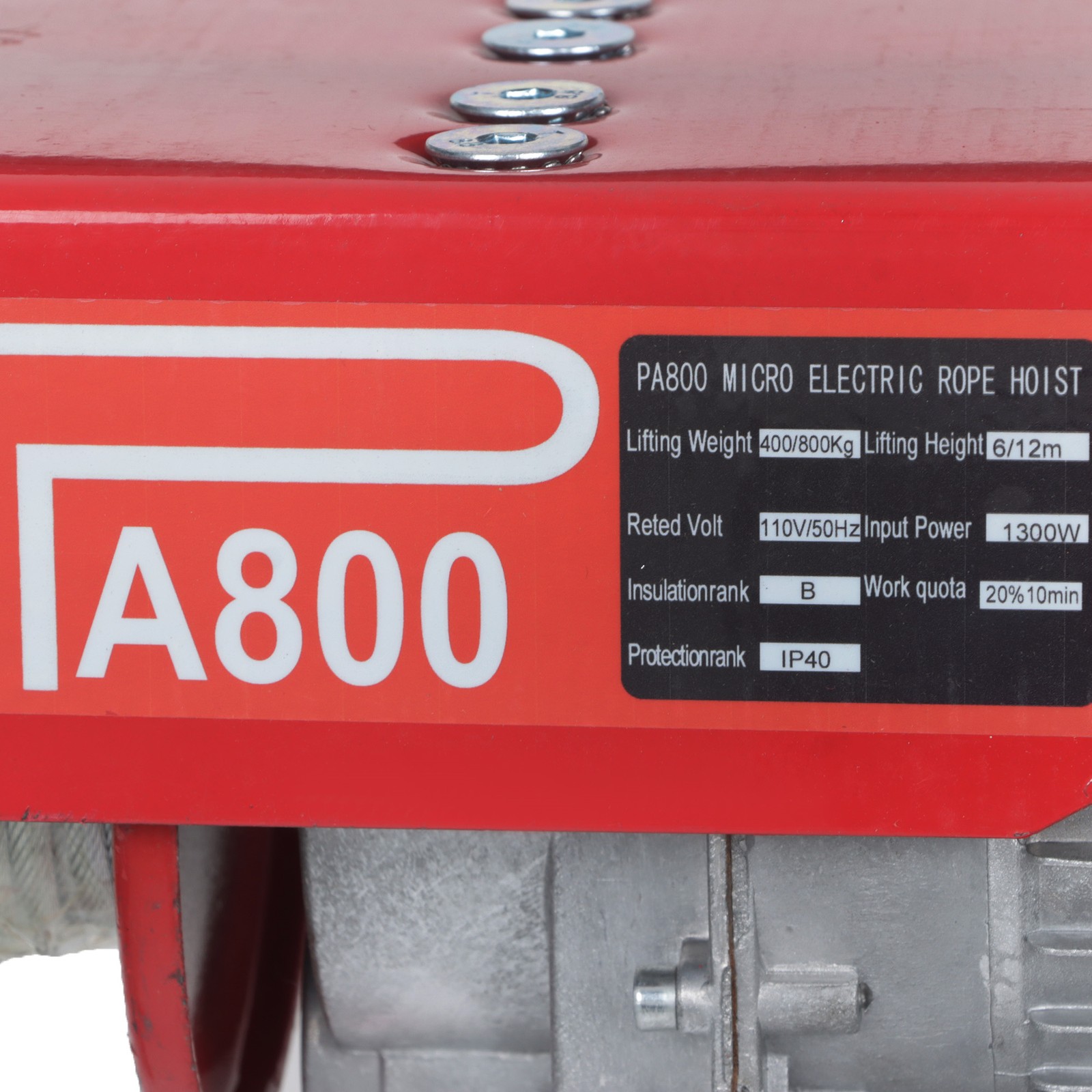 Electric Hoist 1760lbs Winch Crane 1350W Overhead Lift with Wired Remote Control