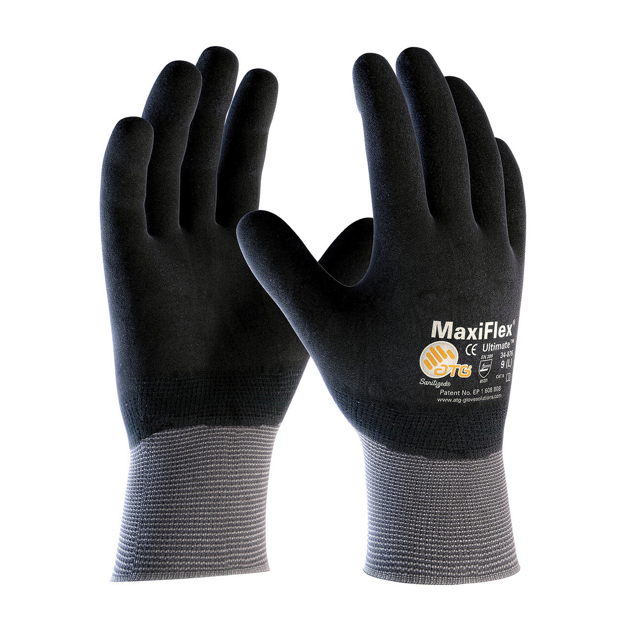 12 PR 34-876 MaxiFlex Foam Full Palm Coated Nitrile Grip PROTECTIVE WORK GLOVES