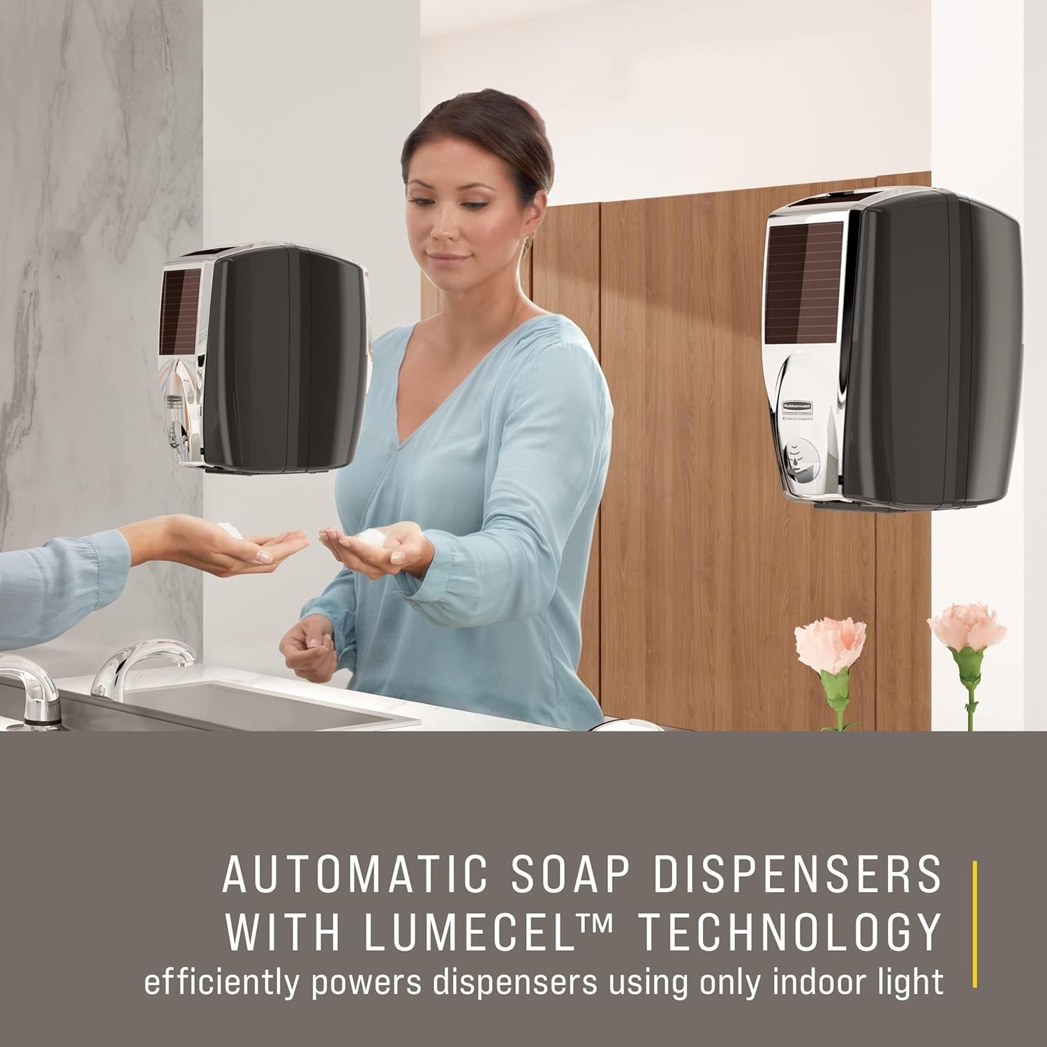 RUBBERMAID 1980826 Lumecel Plastic AutoFoam Foam Soap Dispenser Black/Chrome