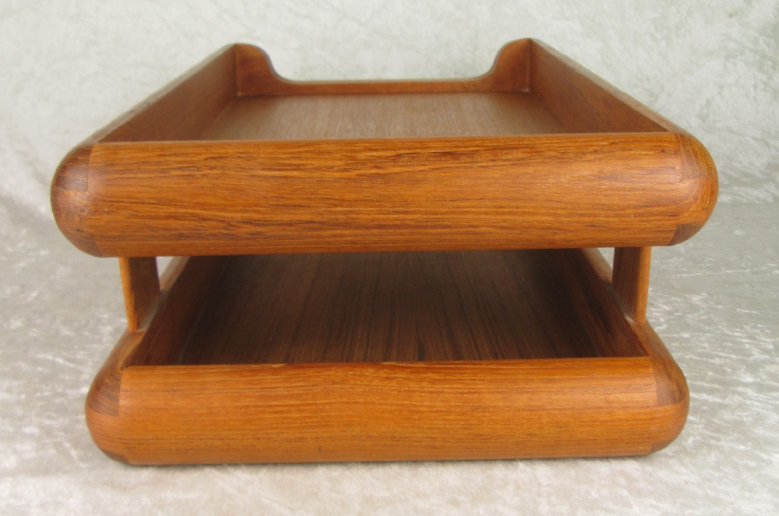 Kalmar Teak Double Letter Desk Tray Danish Modern 10-3/4 inch Wide x 16-1/4 Deep