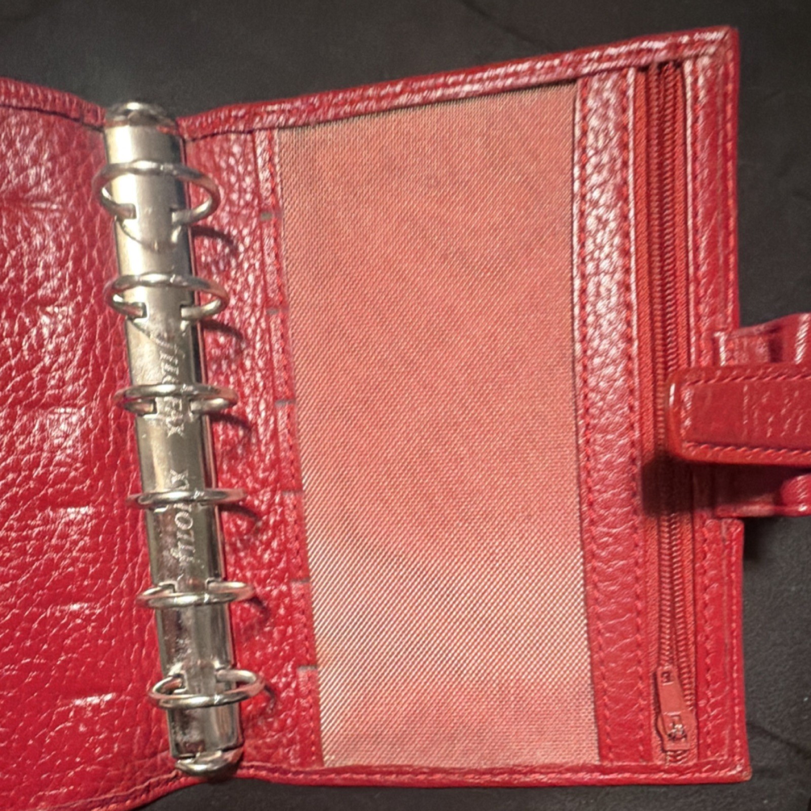 Rare vintage Filofax Pocket Finchley Leather Red Ring-Bound Planner Organizer