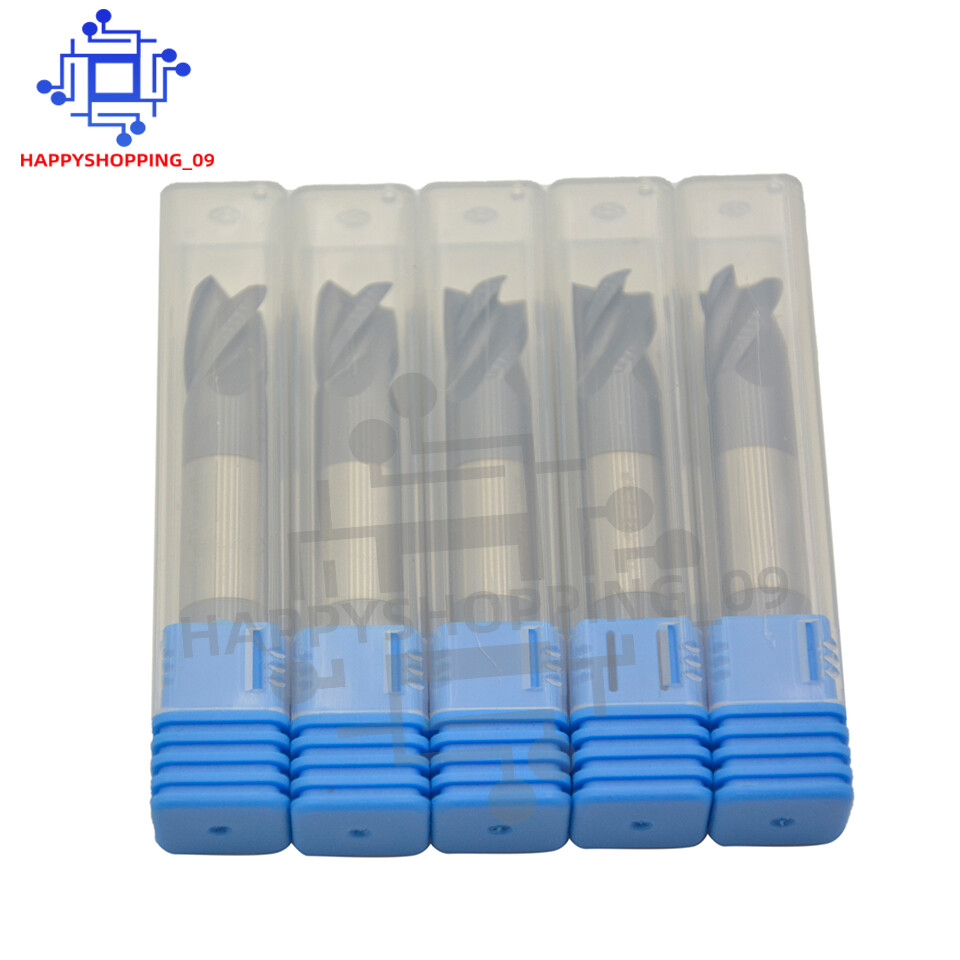 5Pcs 4 Flute 1/2″ x 5/8″ x 3″ Double End Solid Carbide End Mills – AlTiN Coated