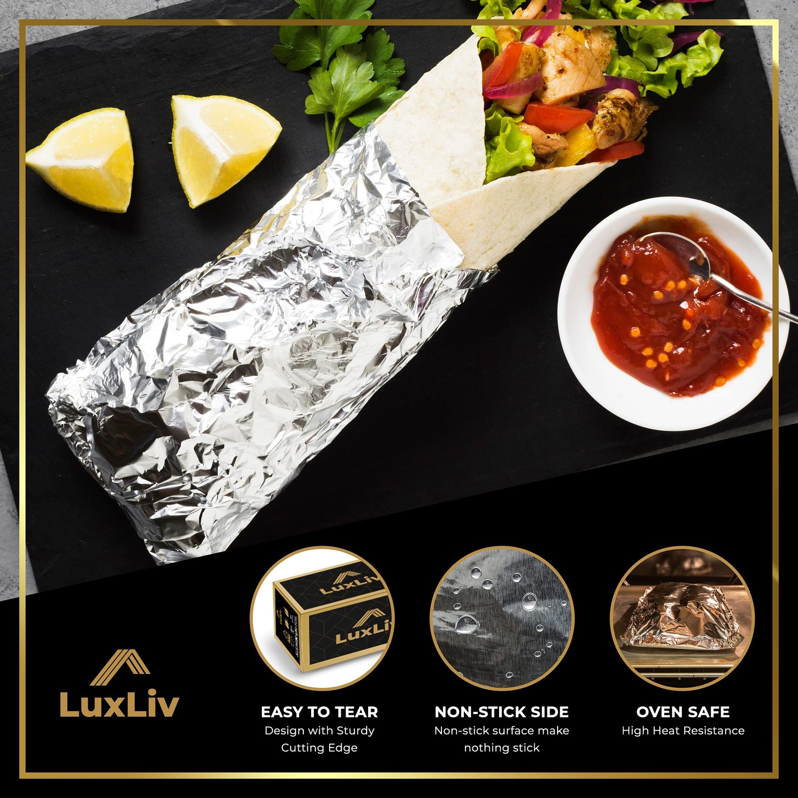 Commercial Grade Heavy Duty Aluminum Foil Roll – 12″ x 164′ with Cutte