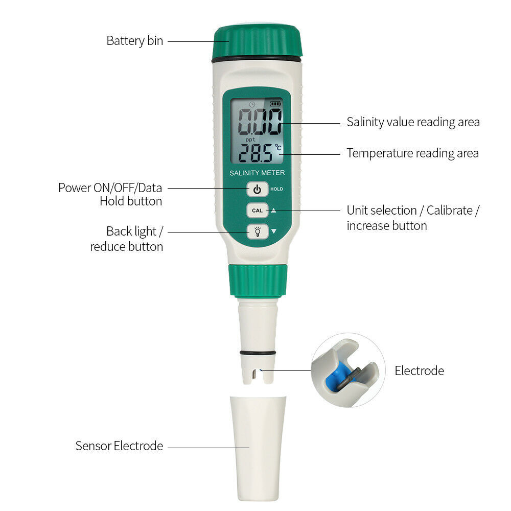 LCD Digital Salinity Meter Salinity Refractometer Tester for Aquarium Water W8U4