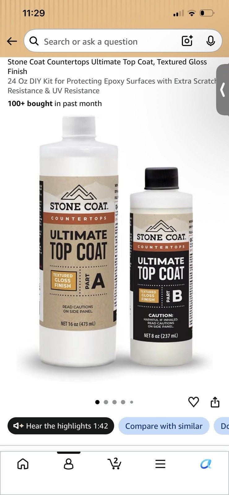 Stone Coat Countertops White Gloss Countertop Epoxy Liquid 1 qt, 7 Pack