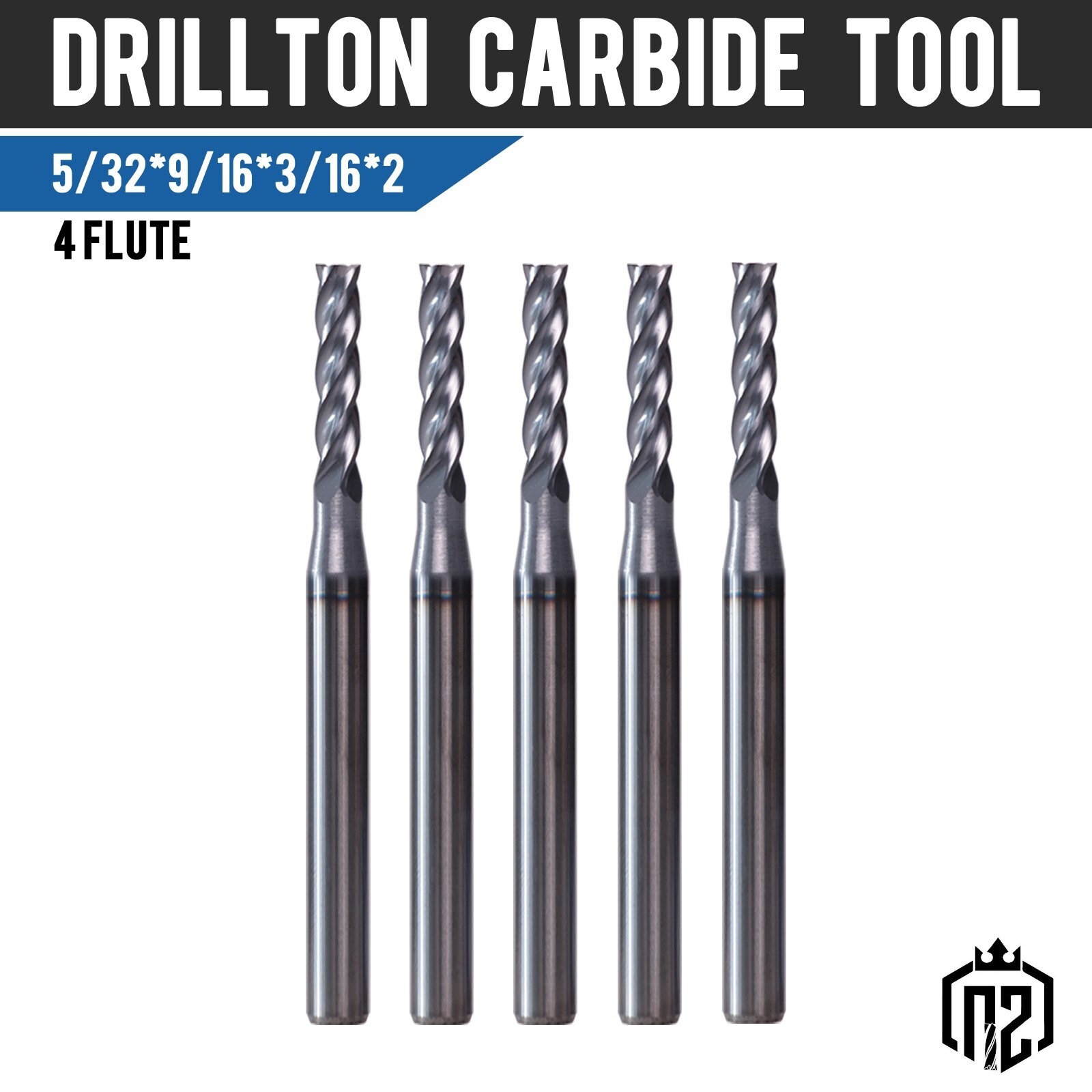 5 PCS 5/32″ 4 Flute 2″ Overall Length Solid Carbide End Mill AlTiN Coated