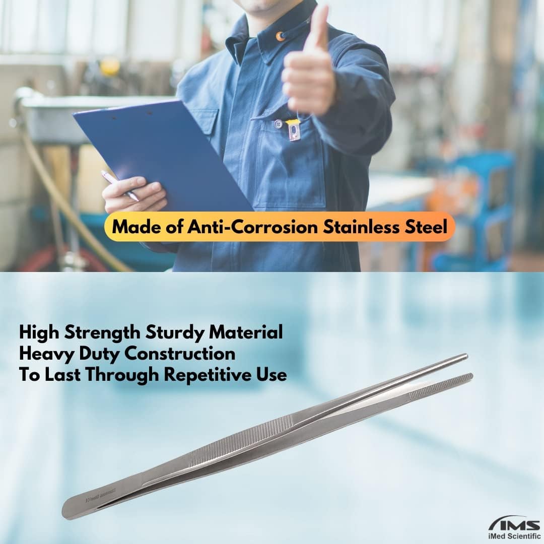 Blunt Serrated Tweezers Made of Stainless Steel Heat Resistant 8-inches