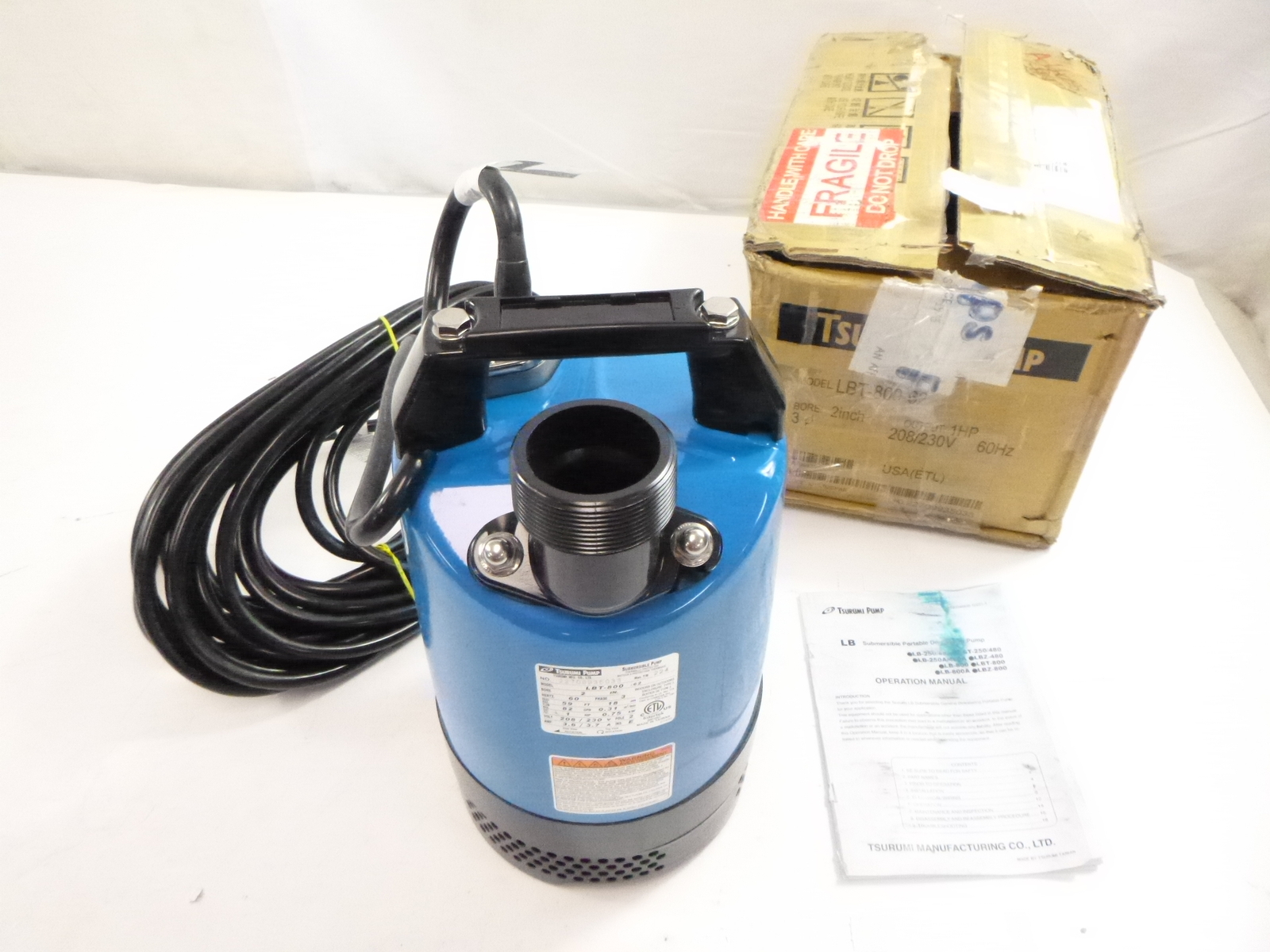 TSURUMI Plug-In Utility Pump LBT-800-62 208/230 Volt 1-HP 3.6/3.7Amp 2″Bore